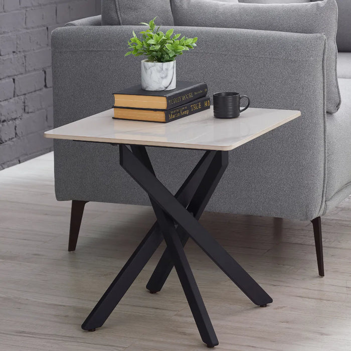 BRADLEY WHITE MARBLE LAMP TABLE