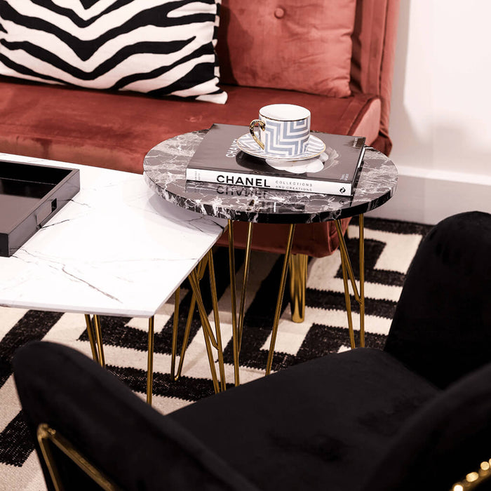 Fusion Lamp Table Black Marble