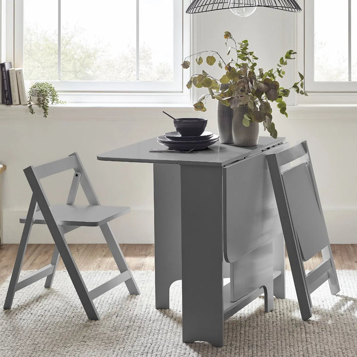 GATAN SMALL GATELEG TABLE WITH 2 CHAIRS - LIGHT GREY