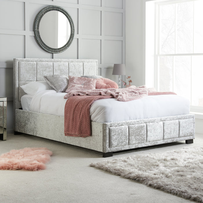 Birlea Hannover Small Double Bed Steel Crushed Velvet