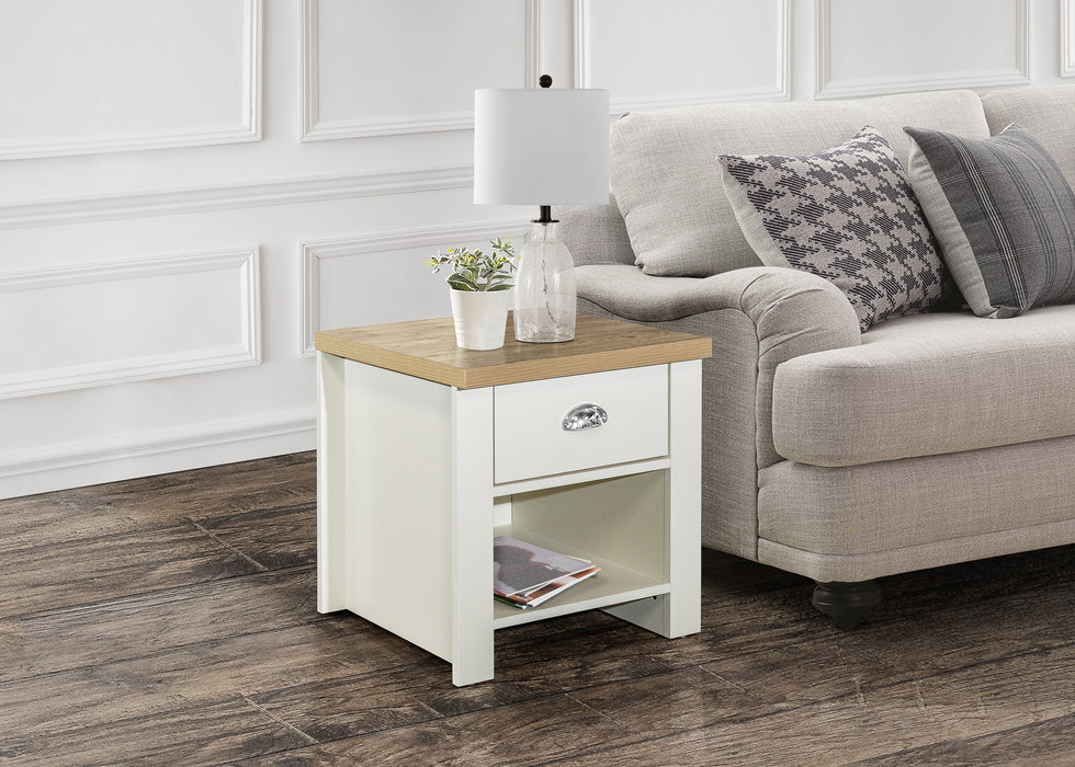 Birlea Highgate 1 Drawer Lamp Table Cream & Oak