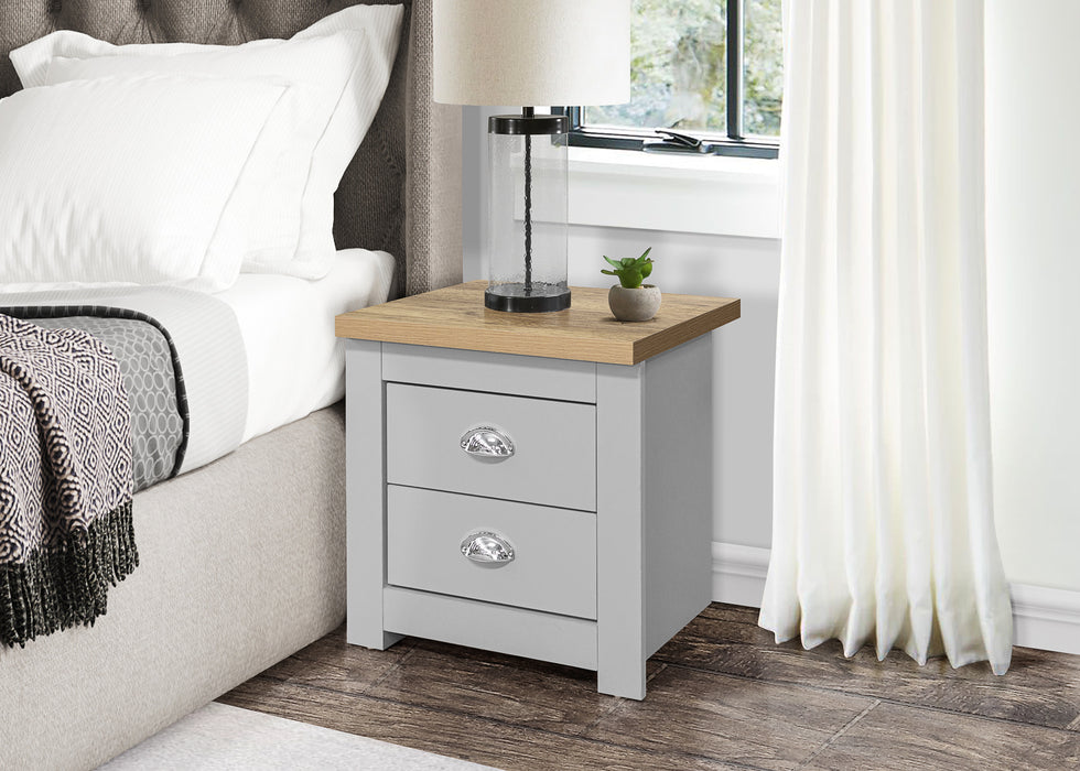 Birlea Highgate 2 Drawer Bedside Grey & Oak