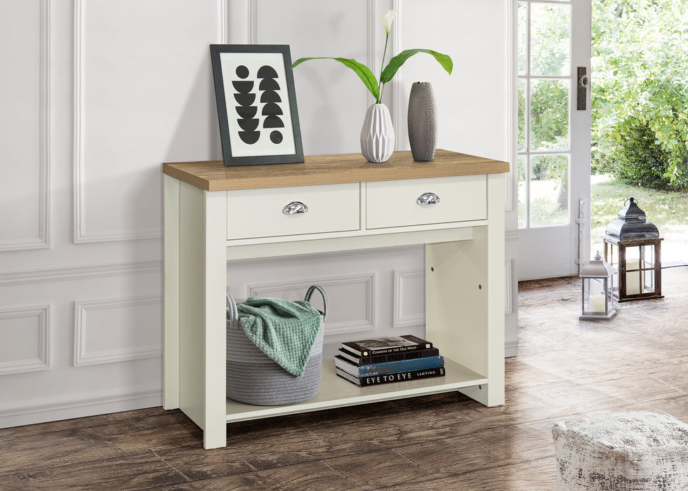 Birlea Highgate 2 Drawer Console Table Cream & Oak
