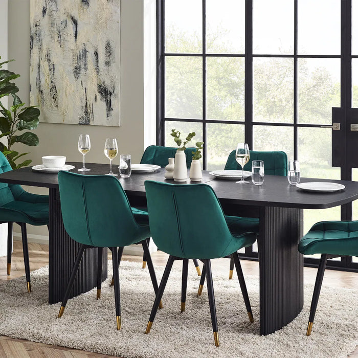 LOUIS BLACK FLUTED EXTENDING DINING TABLE