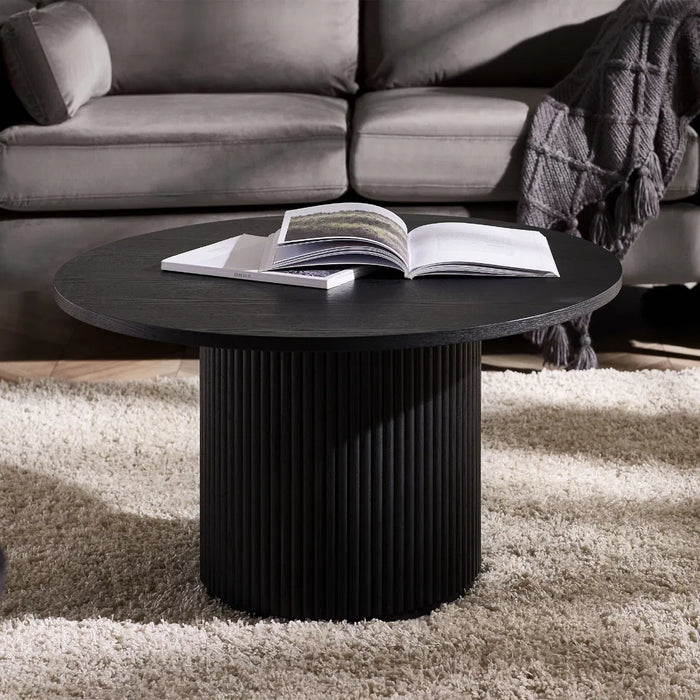 LOUIS BLACK FLUTED ROUND COFFEE TABLE