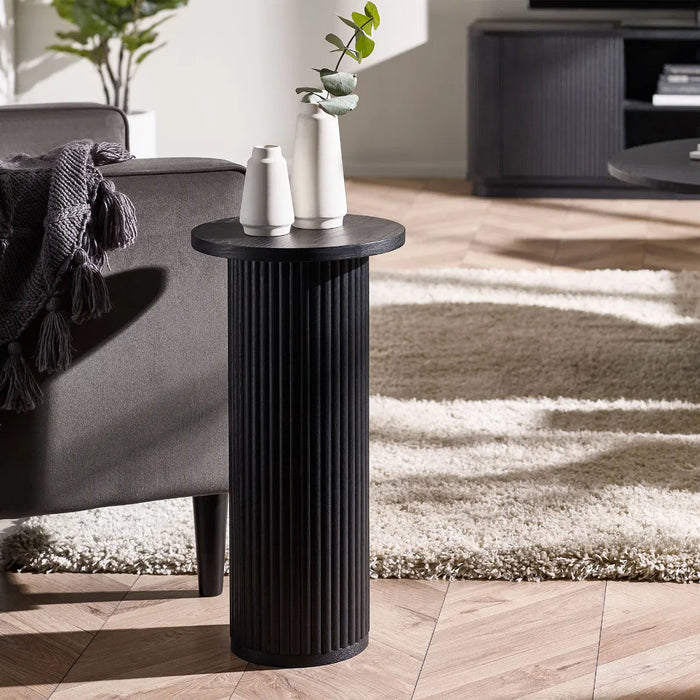 LOUIS BLACK FLUTED DRINKS TABLE