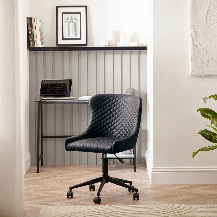 LUXE OFFICE CHAIR IN BLACK FAUX LEATHER