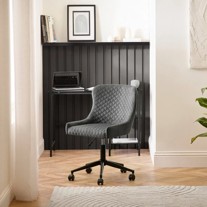 LUXE OFFICE CHAIR IN GREY VELVET