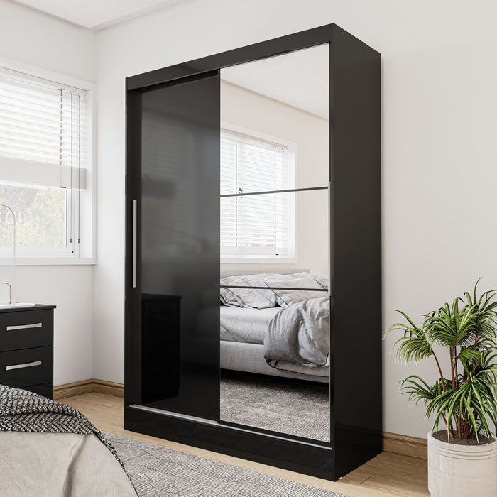 Birlea Lynx 2 Door Sliding Wardrobe With Mirror Black