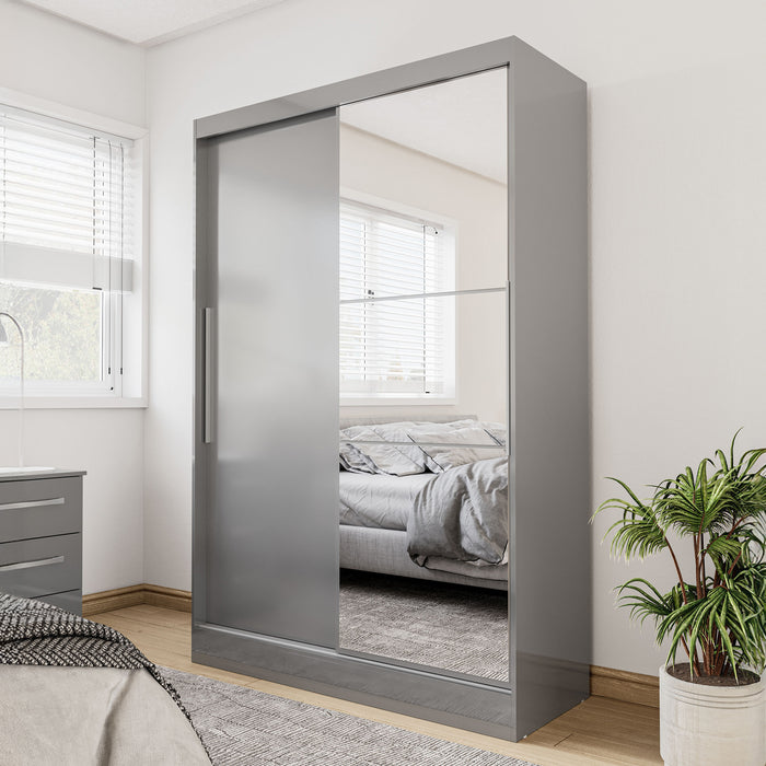 Birlea Lynx 2 Door Sliding Wardrobe With Mirror Grey
