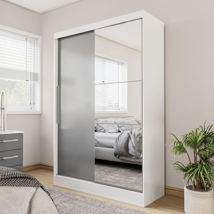 Birlea Lynx 2 Door Sliding Wardrobe With Mirror White & Grey