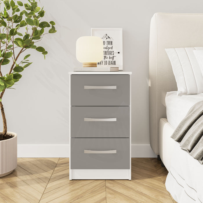 Birlea Lynx 3 Drawer Bedside White & Grey
