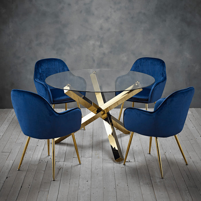 Lara Royal Blue & Gold Dining Chairs