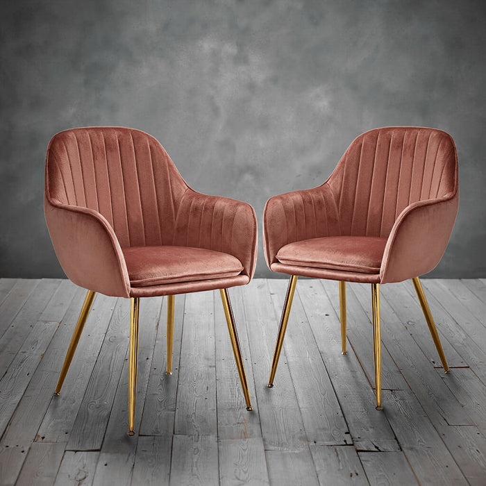 Lara Vintage Pink & Gold Dining Chairs