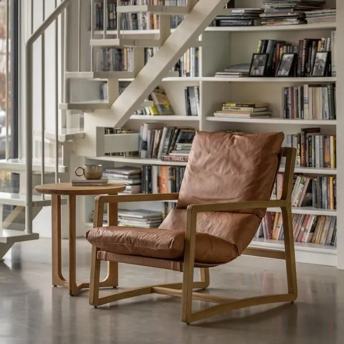 Burela Vintage Brown Leather Lounge Chair