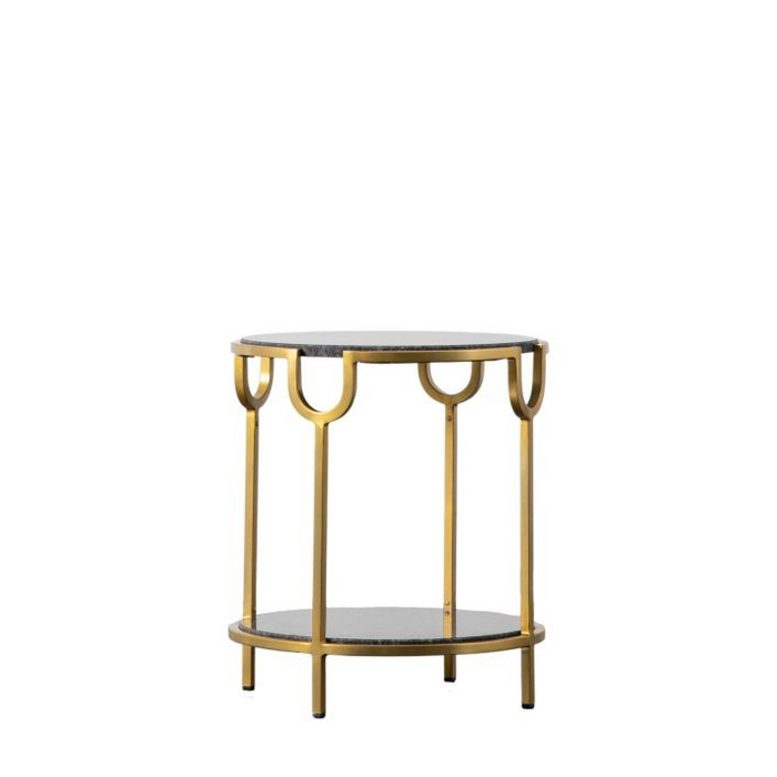 Weston White Marble and Gold Round Side Table