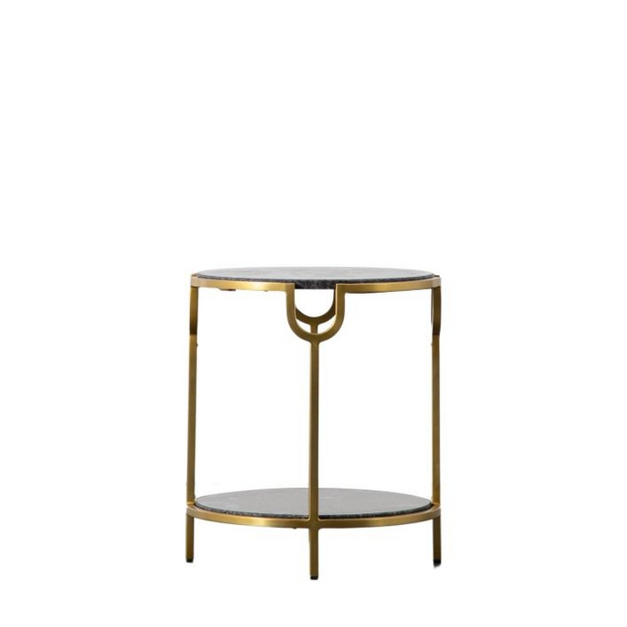 Weston White Marble and Gold Round Side Table