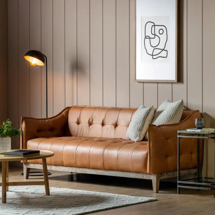 Ecclestone Vintage Brown Leather 3 Seater Sofa