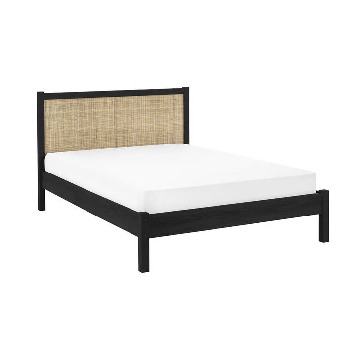 PADSTOW RATTAN 150CM KING BED - BLACK