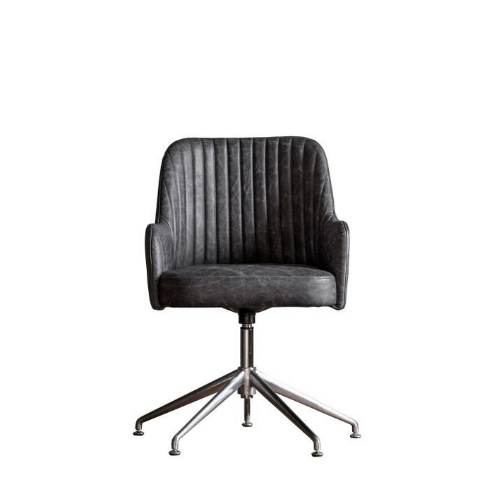 Curie Vintage Brown Leather Swivel Chair