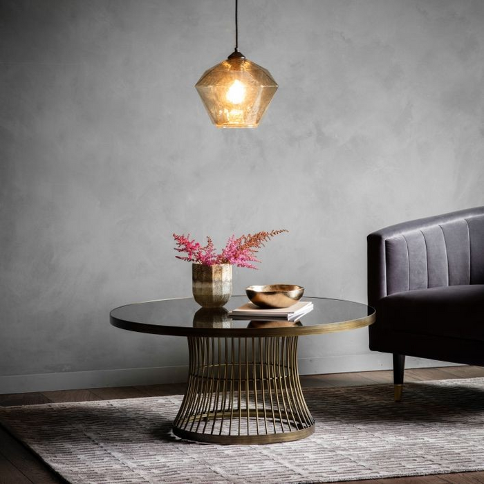 Pickford White Marble and Champagne 90cm Round Coffee Table