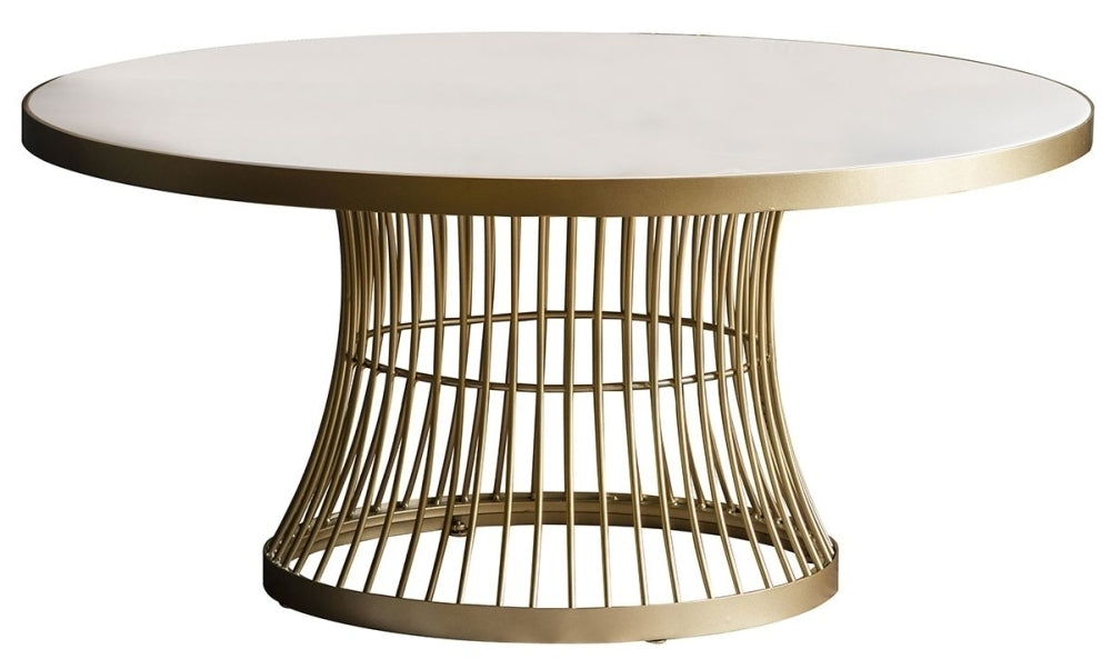 Pickford White Marble and Champagne 90cm Round Coffee Table