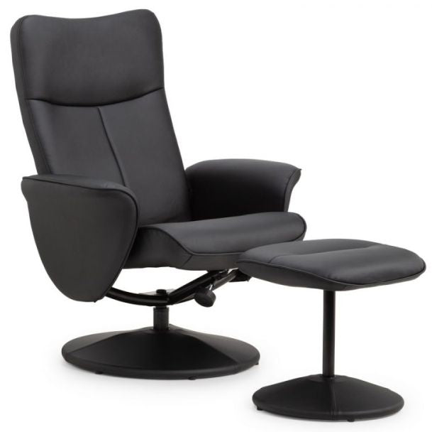 Lugano Black Leather Recline Chair