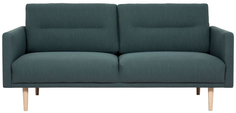 Larvik Dark Green Fabric 2 Seater Sofa with Oak Legs