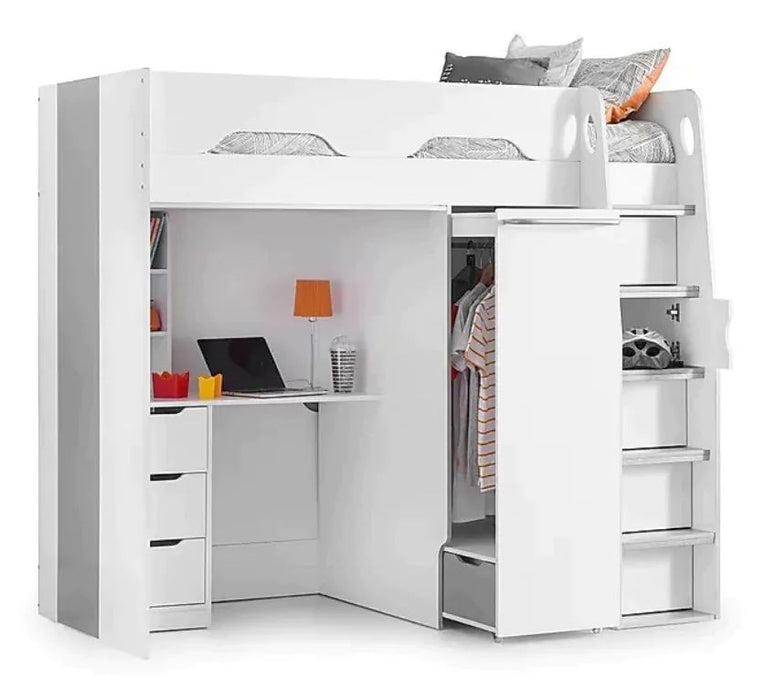 Pegasus White High Sleeper Bed