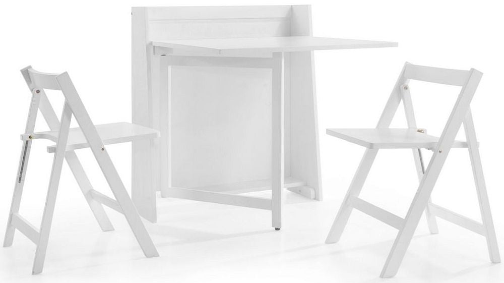 Helsinki Compact White Dining Table and 2 Folding Chairs