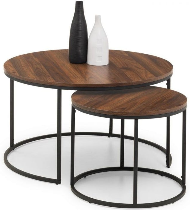 Bellini Walnut Round Nest of 2 Round Coffee Table