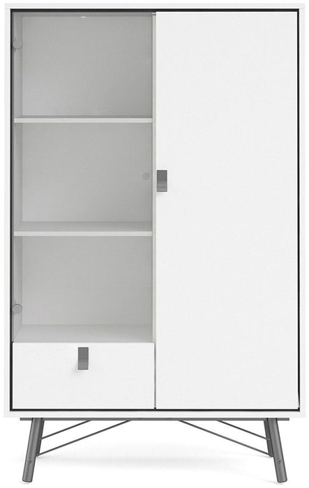 Ry China Cabinet 1 Door 1 Glass Door 1 Drawer in Matt White