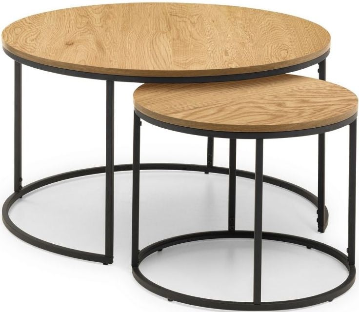 Bellini Oak Round Nest of 2 Round Coffee Table
