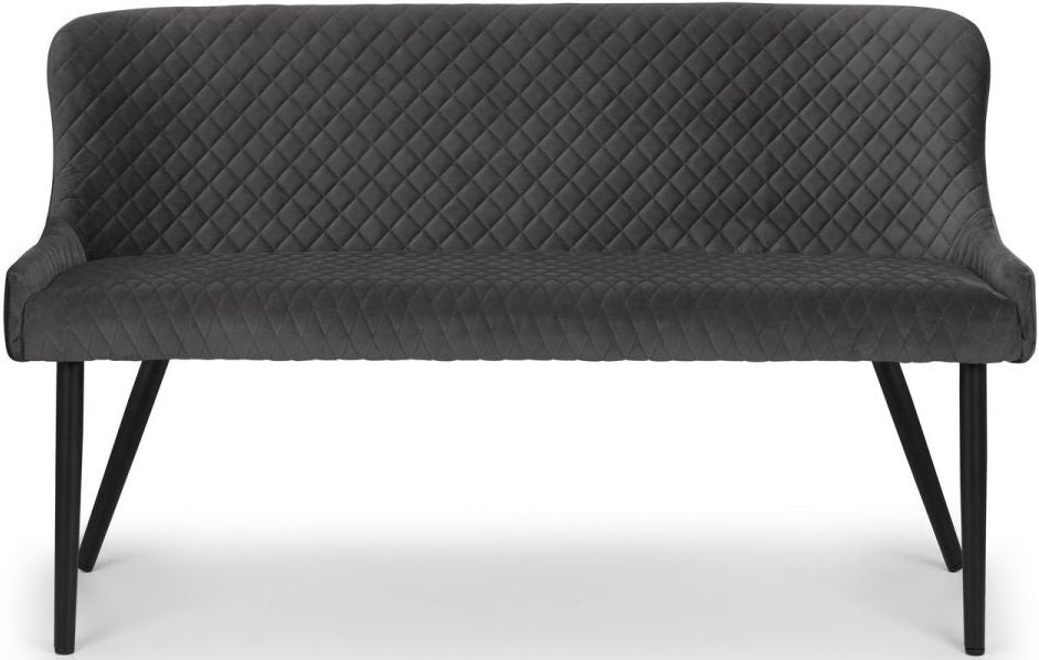 Luxe Grey Velvet Fabric High Back Bench