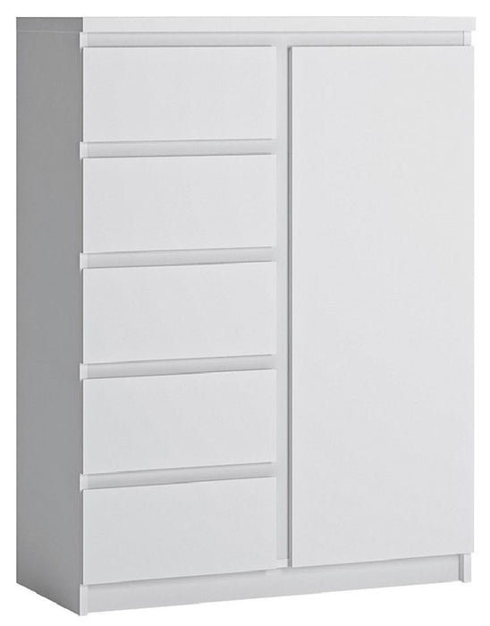 Fribo 1 Door 5 Drawer Cabinet in White
