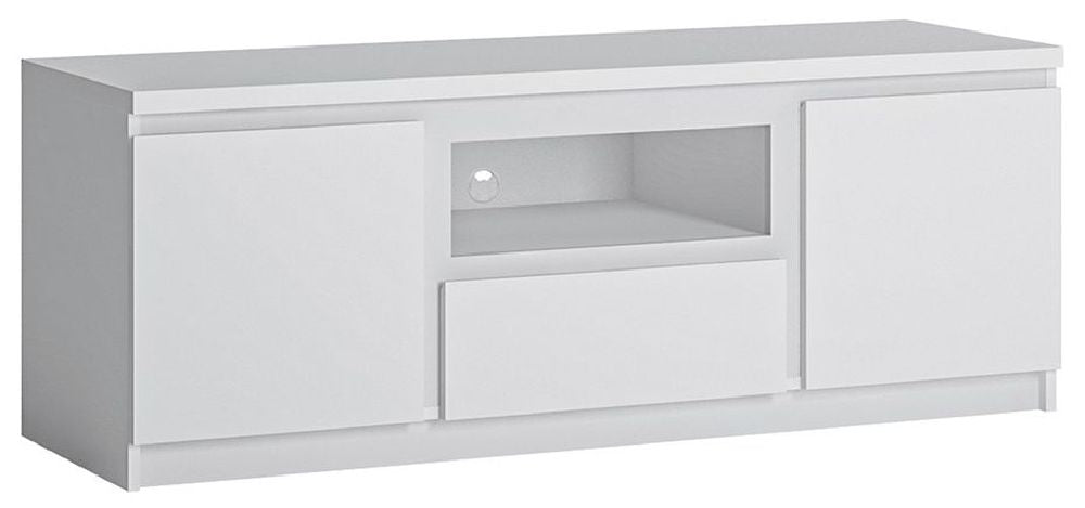 Fribo 2 Door 1 Drawer 136cm Wide TV Cabinet in White