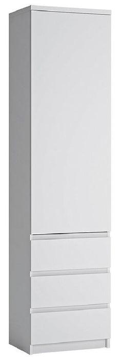 Fribo Tall Narrow 1 Door 3 Drawer Cupboard in White