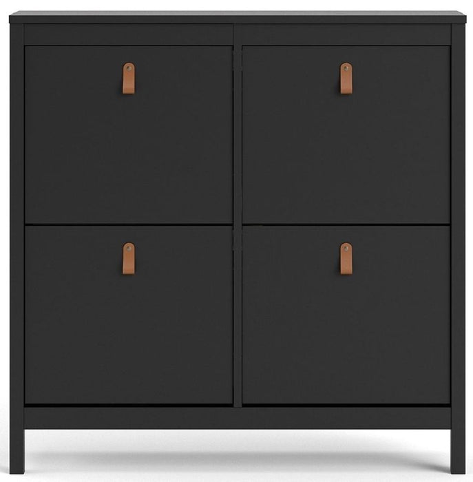 Barcelona 4 Compartments Shoe Cabinet in Matt Black