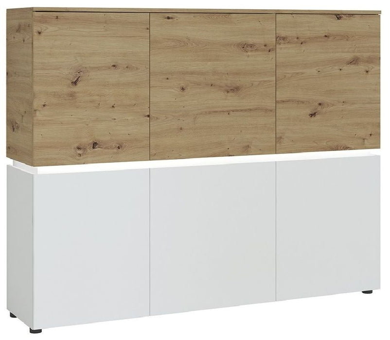 Luci 6 Door Cabinet in White and Oak