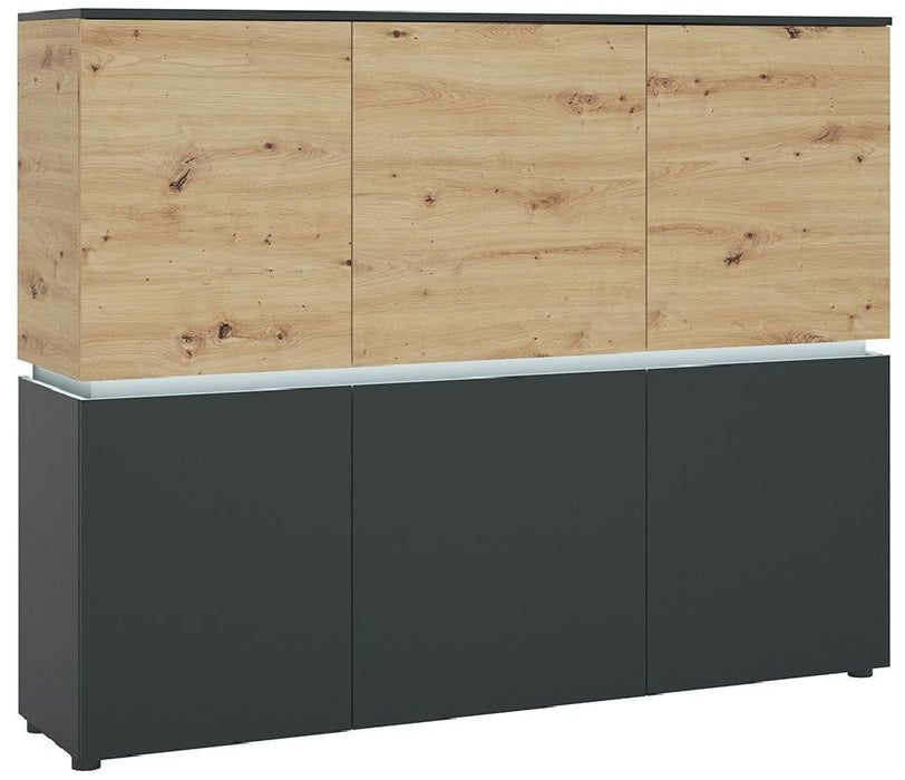 Luci 6 Door Cabinet in Platinum and Oak