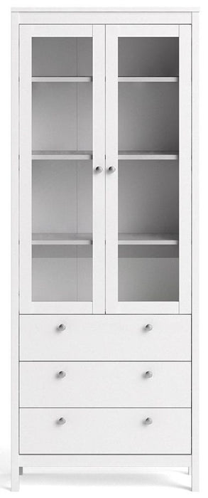 Madrid China Cabinet 2 Door with Glass 3 Drawer in White