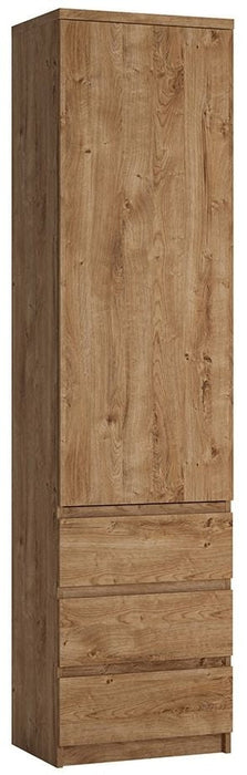 Fribo Tall Narrow 1 Door 3 Drawer Cupboard in Oak