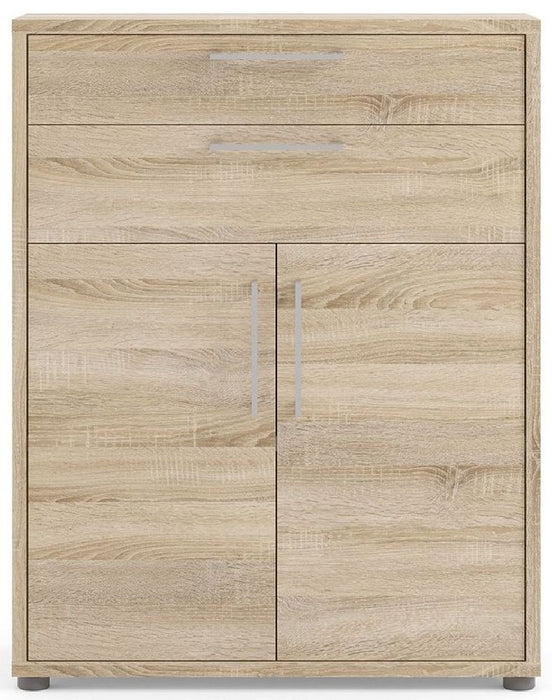 Prima Bookcase 1 Shelf with 2 Drawer and 2 Door in Oak