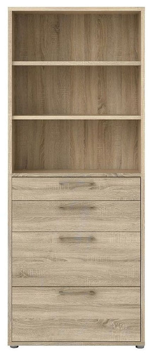 Prima Bookcase 2 Shelves with 2 Drawer 2 File Drawer in Oak