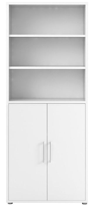 Prima Bookcase 4 Shelves with 2 Door in White