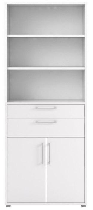 Prima Bookcase 3 Shelves with 2 Drawer and 2 Door in White