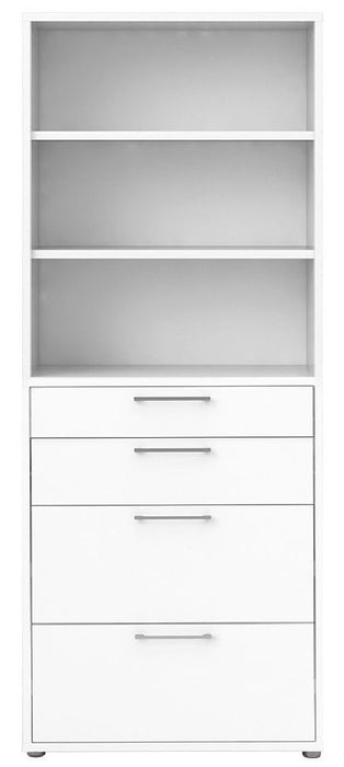 Prima Bookcase 2 Shelves with 2 Drawer 2 File Drawer in White