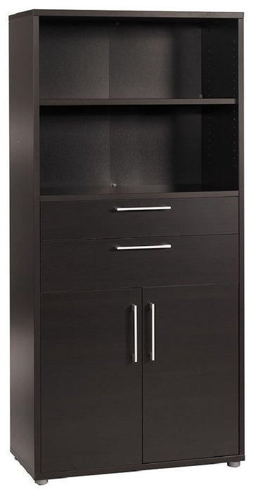 Prima Bookcase 2 Shelves with 2 Drawer and 2 Door in Black Woodgrain
