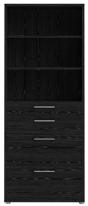 Prima Bookcase 2 Shelves with 2 Drawer 2 File Drawer in Black Woodgrain