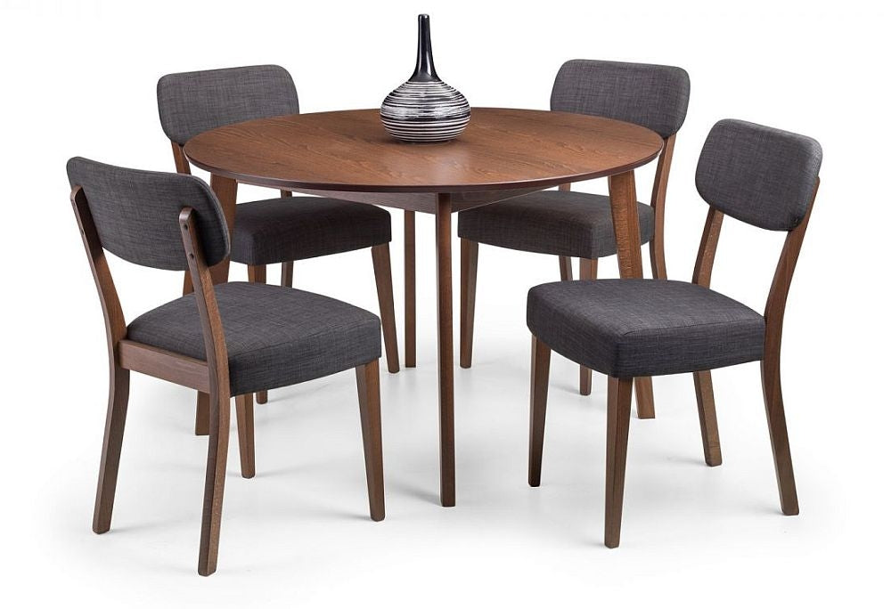 Farringdon Circular 2-4 Seater Dining Table with 4 Grey Chairs